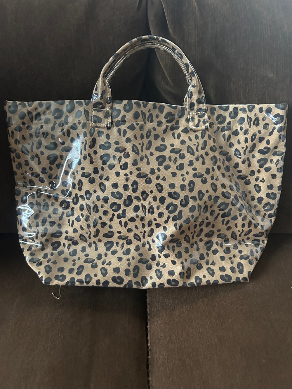 Leopard Print Tote Bag - Brown/Black - Picture 2 of 4